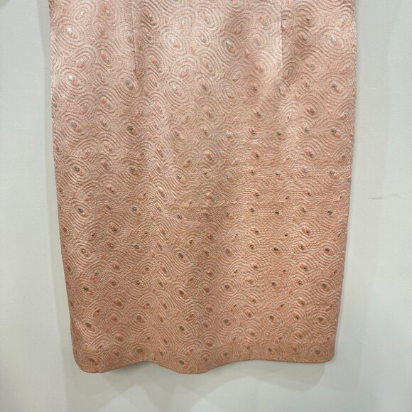 Siri Short Sleeve Lined Back Slit Dress Peach Metallic Silver - Picture 4 of 8